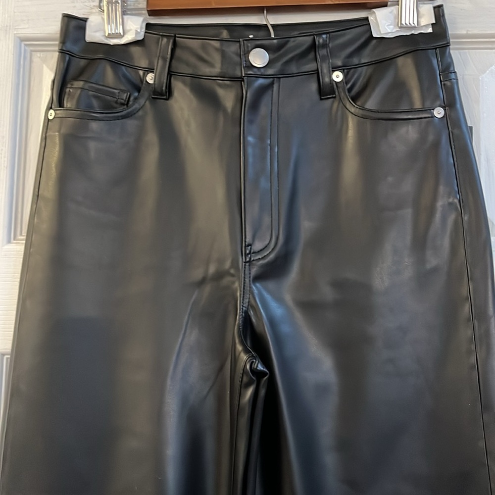 BLANK NYC AFTER HOURS HIGH WAISTED FAUX LEATHER FLARE PANTS BLACK SIZE 27